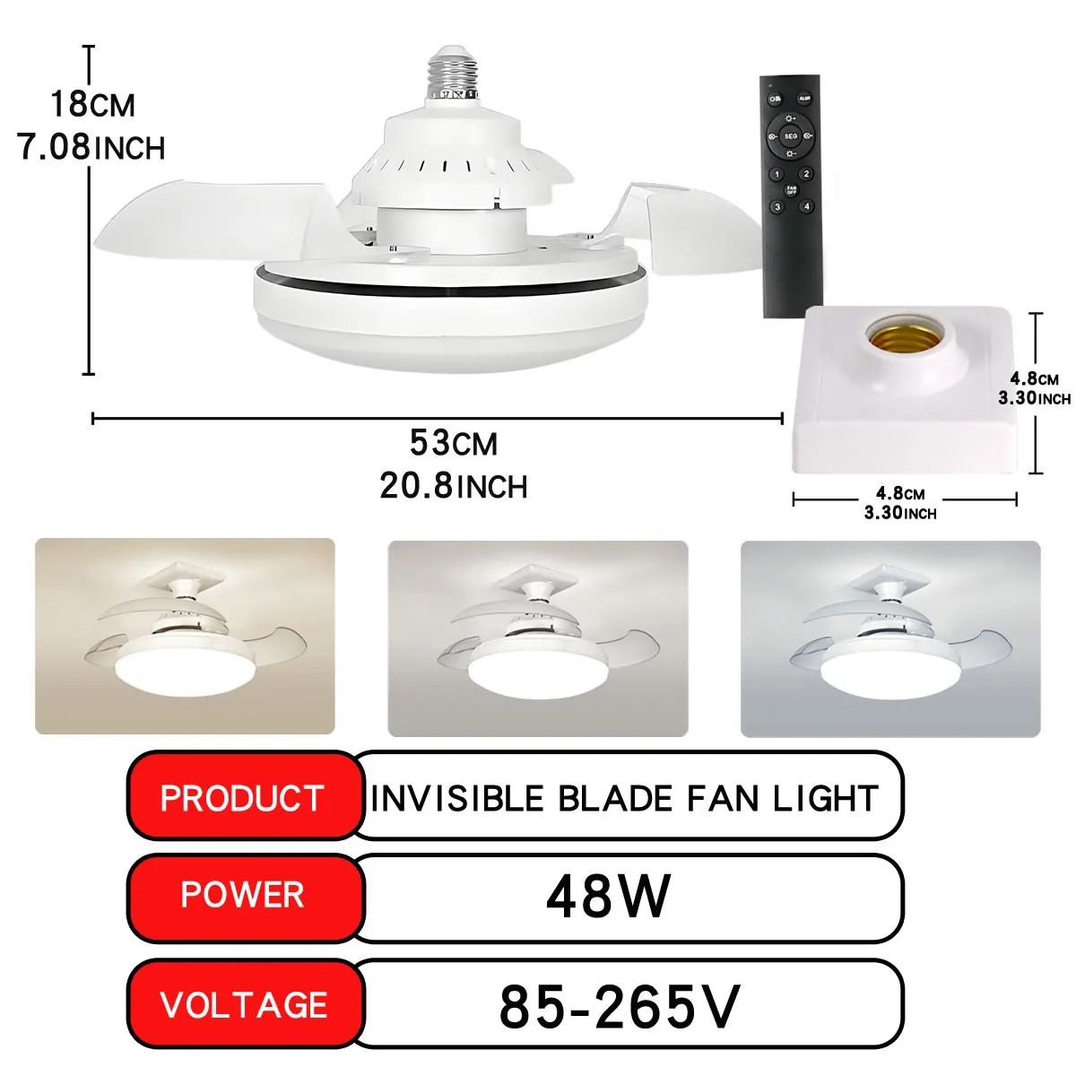 LED Ceiling Fan Light with Remote Control and Adjustable Brightness