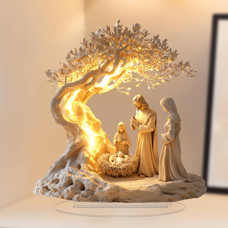 Jesus and Tree of Life Desktop Decoration, Faith-Inspired Keepsake