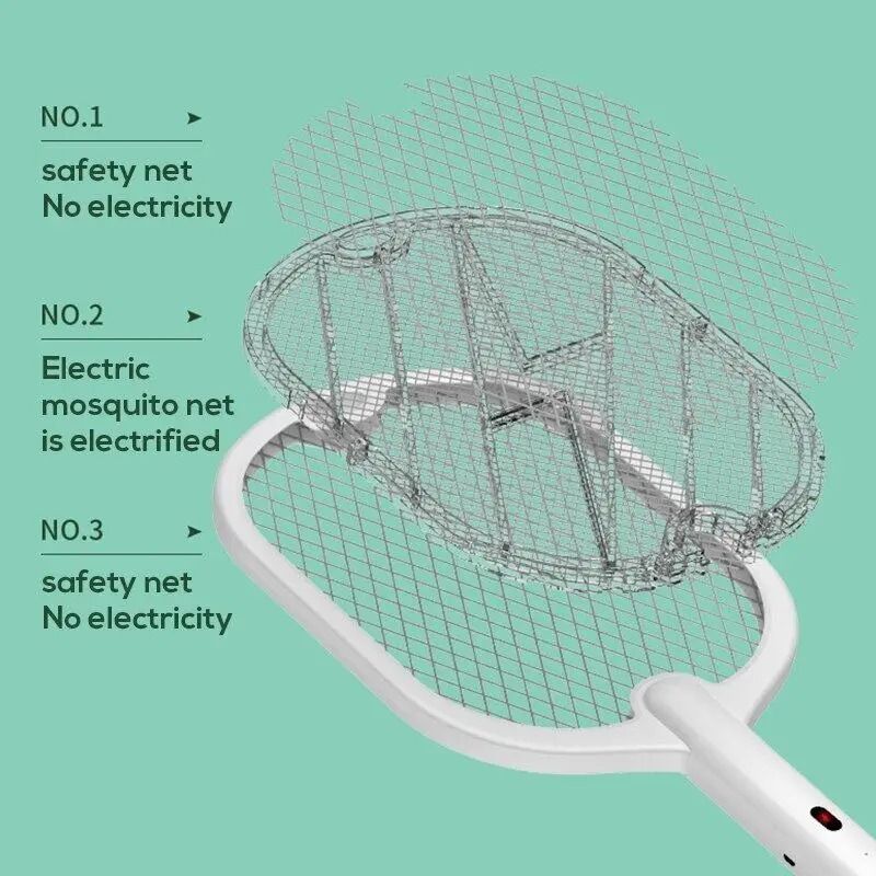 3 in 1 Electric Mosquito Killer Lamp Rechargeable Fly Swatter with LED Light