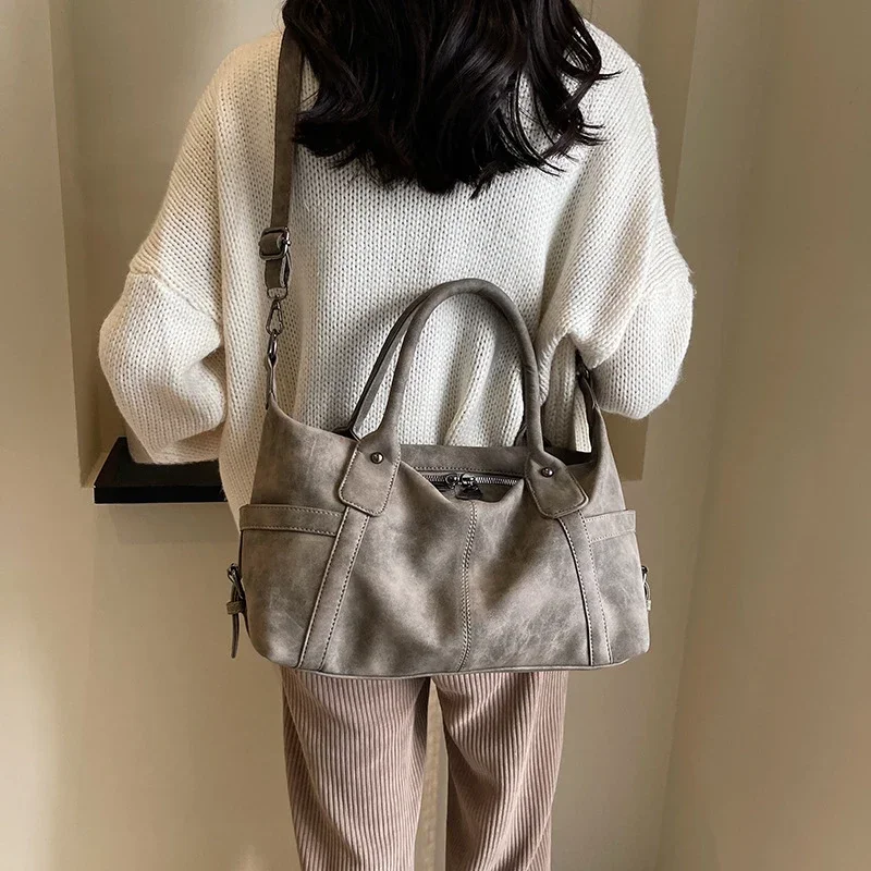 Female Crossbody Bag, Retro PU Leather Shoulder Tote Bags, Korean Fashion Armpit Bag for Women