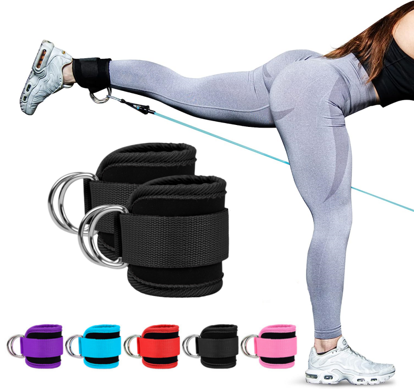 Premium Cable Ankle Straps for Leg & Glute Workouts Double D-Ring Strength Training Cuffs