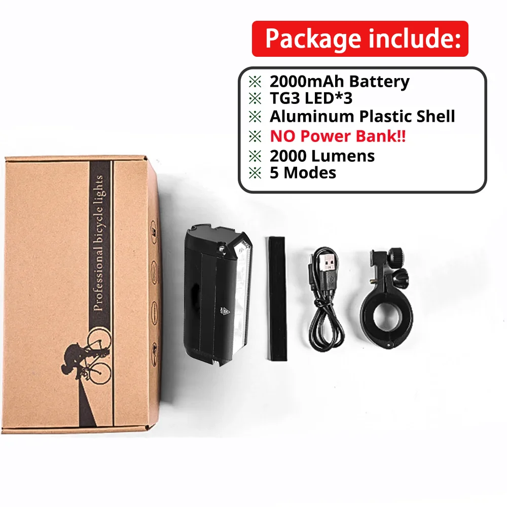 Bicycle Front Light Waterproof USB Charging MTB Bike Light