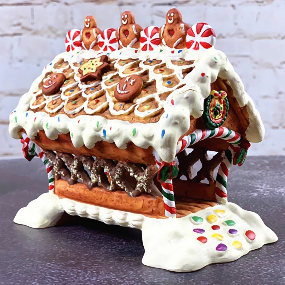 Ceramic Gingerbread Hamster House Cozy Small Pet Hideout Christmas Decor