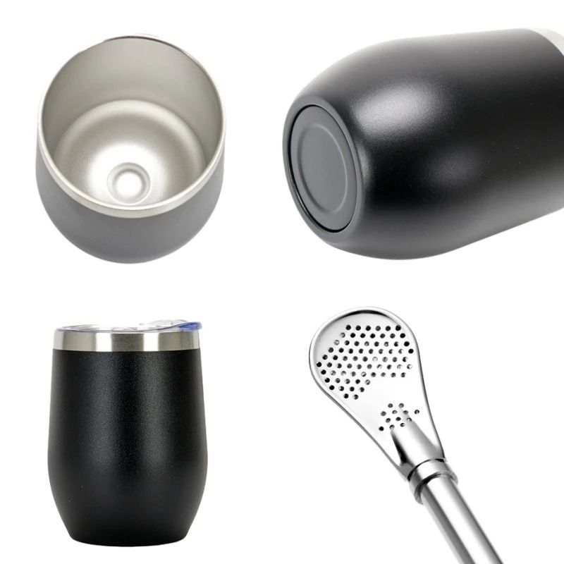 Double-Wall Stainless Steel Yerba Mate Gourd and Bombilla Set
