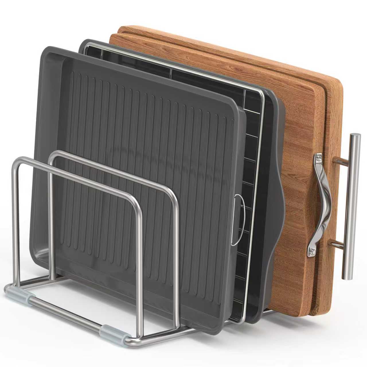 Stainless Steel Cutting Board Stand, Space-Saving Kitchen Storage Rack for Chopping and Slicing Boards