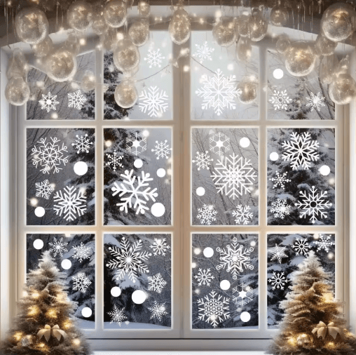 Christmas Snowflake Window Stickers Removable Holiday Wall & Glass Decor