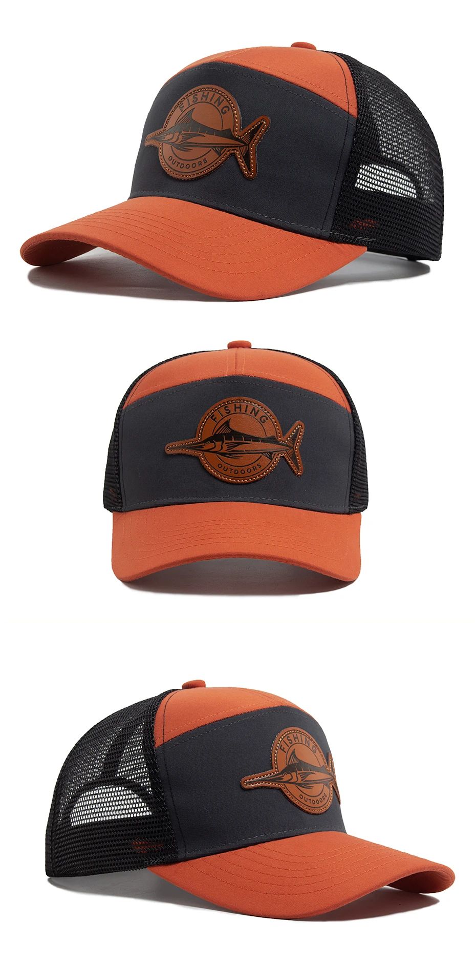 Shark Leather Label 7 Panel Mesh Trucker Cap