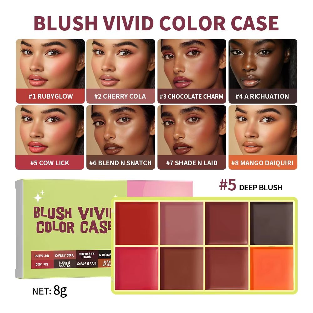 Curve Case Cream Blush Highlighter Palette Multi Use Eyebrow Cream Palette Matte & Shimmer Face Kit