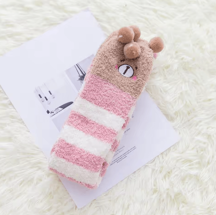 Kawaii Animal Print Thigh High Socks – Cute Striped Japanese Warm Knee Socks