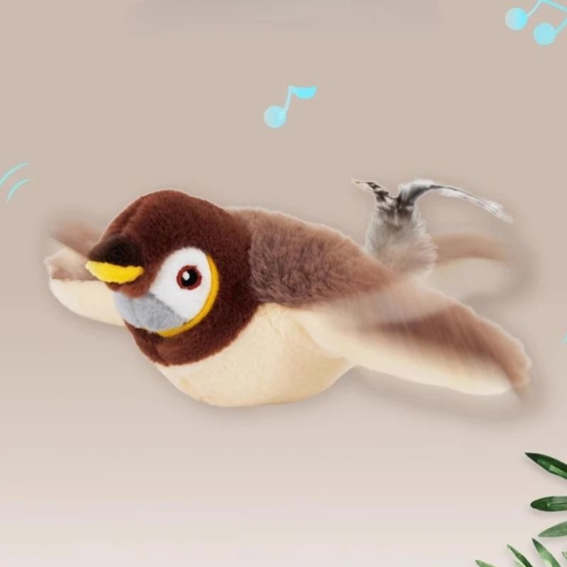 Electric Bird Interactive Cat Toy – Rechargeable Squeaky Plush with Real Feathers & Automatic Teaser