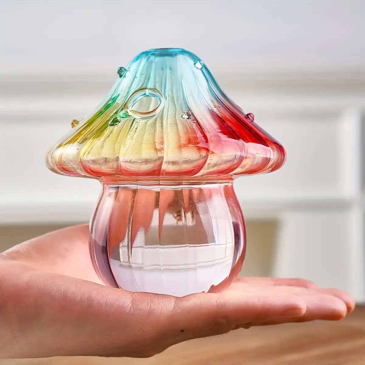 Handcrafted Glass Mushroom Vase Hydroponic Planter for Boho Home Decor