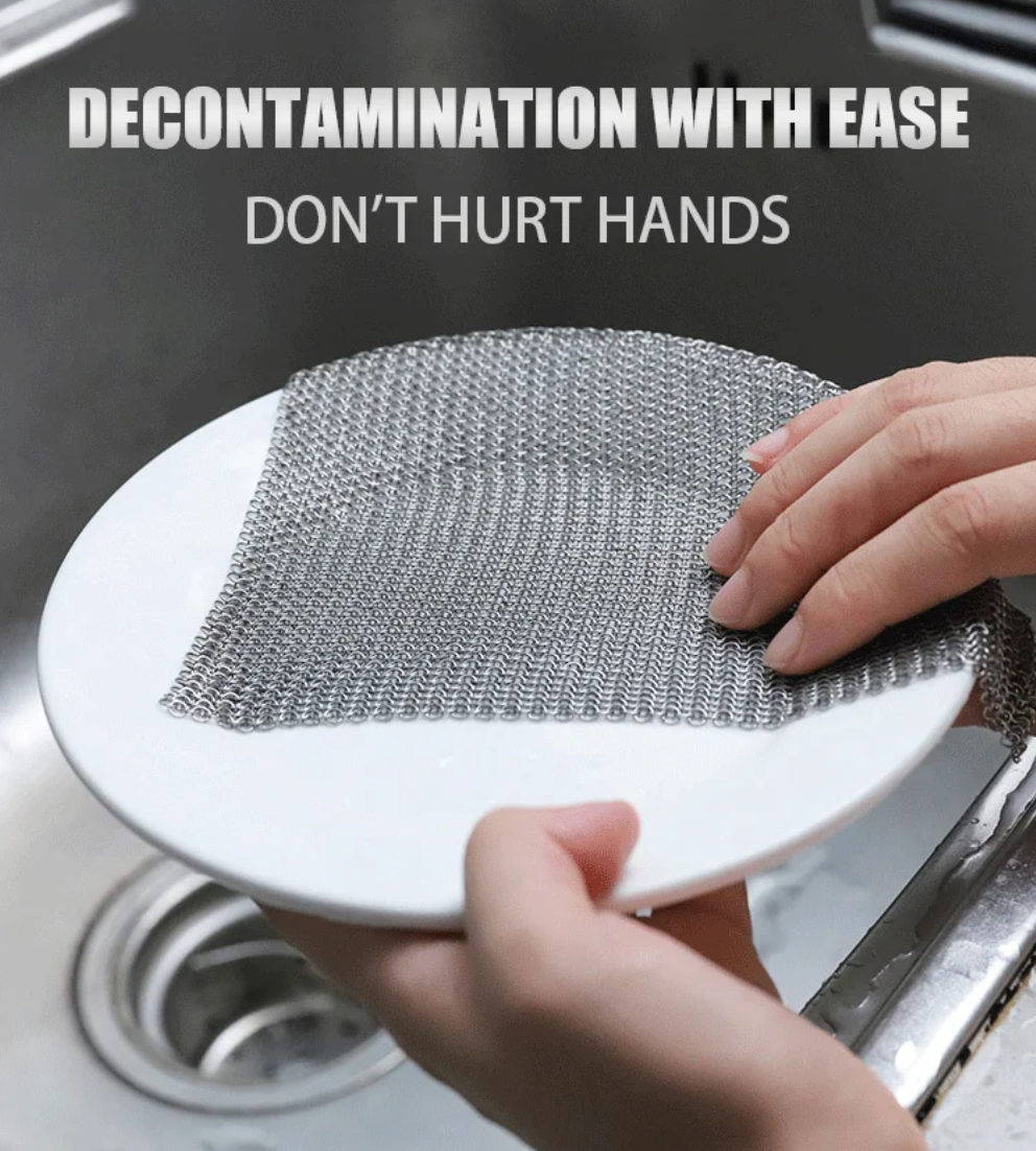 Cast Iron Cleaner Durable Stainless Steel Scrubber for Kitchen Pots, Pans, and Microwave Cleaning