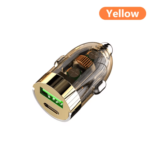 Elough 120W Transparent Car Charger QC3.0 USB Type C Quick Charge Adapter