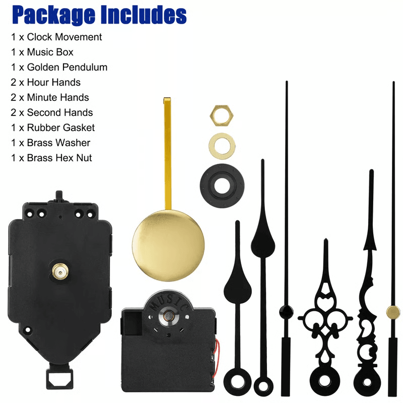 Quartz Clock Movement Mechanism with Chime & Pendulum | DIY Repair Kit for Wall Clocks
