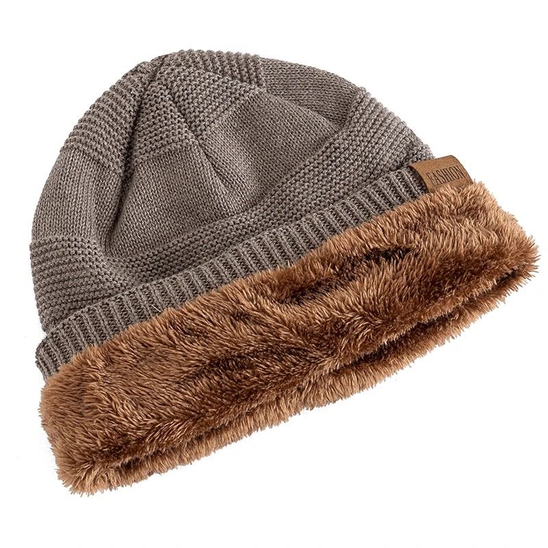 Unisex Slouchy Fur Lined Winter Beanie Hat