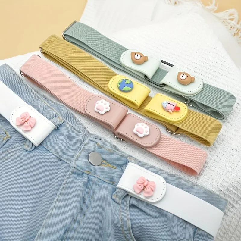 Invisible No Trace Elastic Stretch Belt Press Buckle Lazy Belt Womens Adjustable Jeans Waist Belt