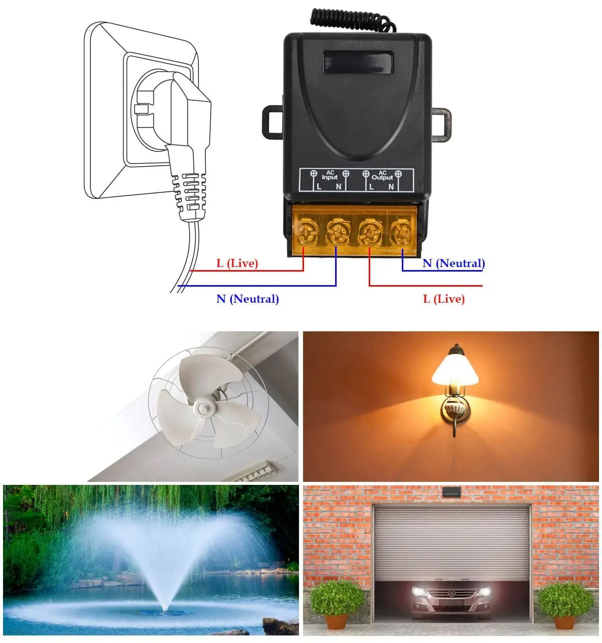 RF Wireless Remote Control Switch, Relay for AC, Ideal for Lights, Lamps, Water Pumps, and Door Access Systems