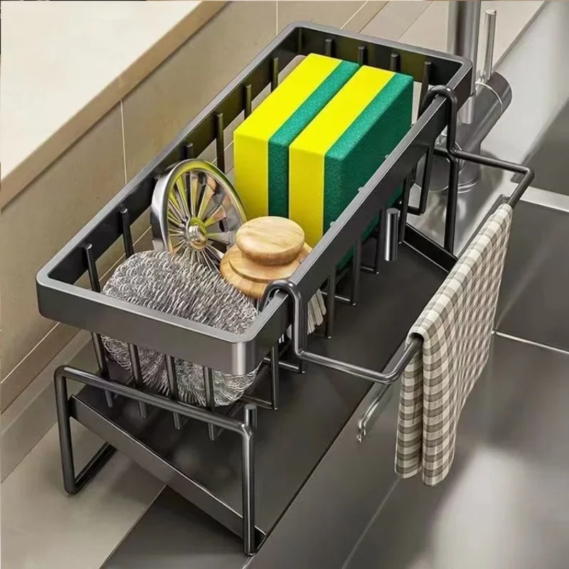 Steel Wool Organizer, Kitchen Draining Rack, Dishcloth Holder, Sink Sponge Rack