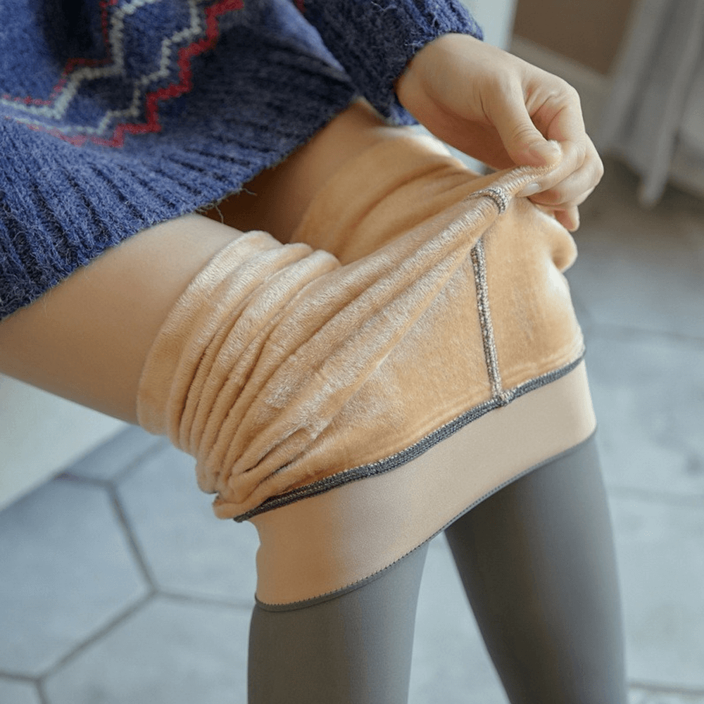 Flawless Legs Fake Translucent Warm Plush Lined Elastic Leggings