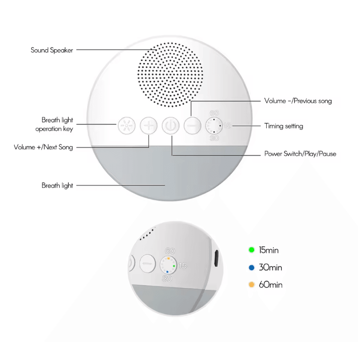 CalmNest Baby White Noise Sleep Machine with Night Light