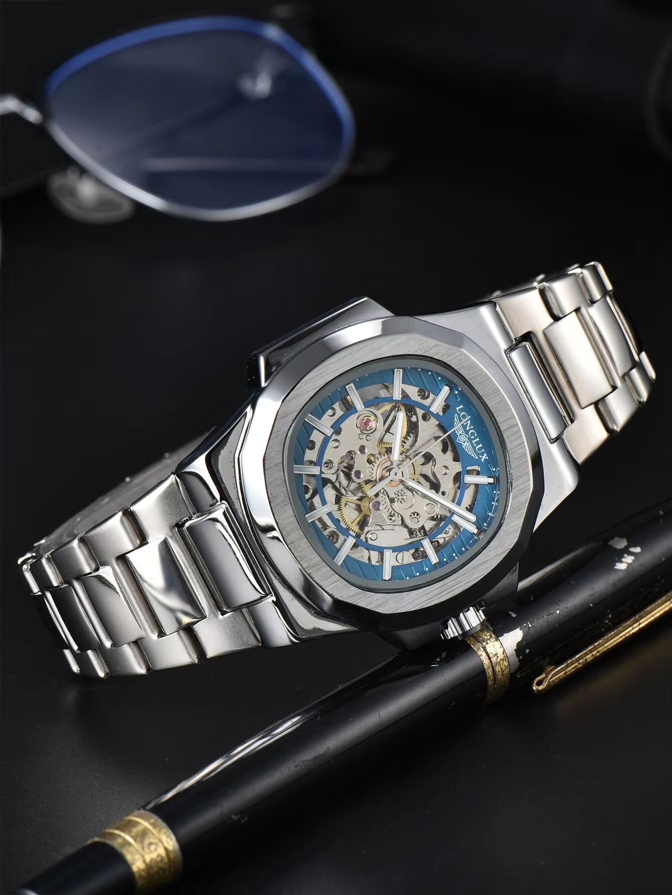 LONGLUX Prestige Automatic Skeleton Watch for Men