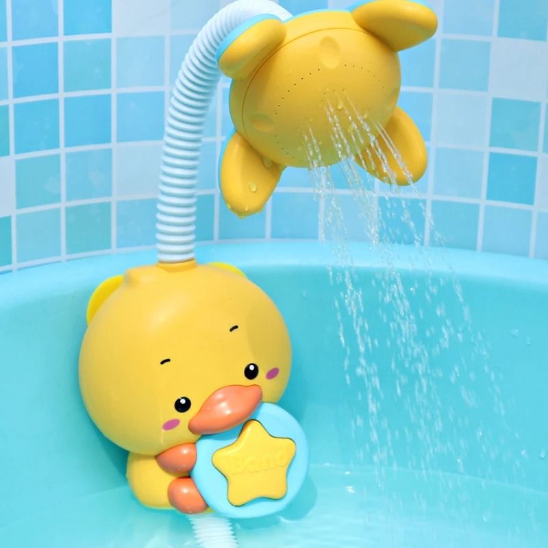 QWZ New Bath Toys Baby Water Game Duck Model Faucet Electric Water Spray Shower