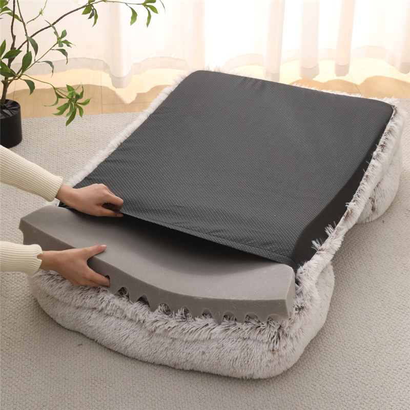 Dog Plush Pet Bed with Winter Thickened Pad and Removable Sleeping Sofa Pad