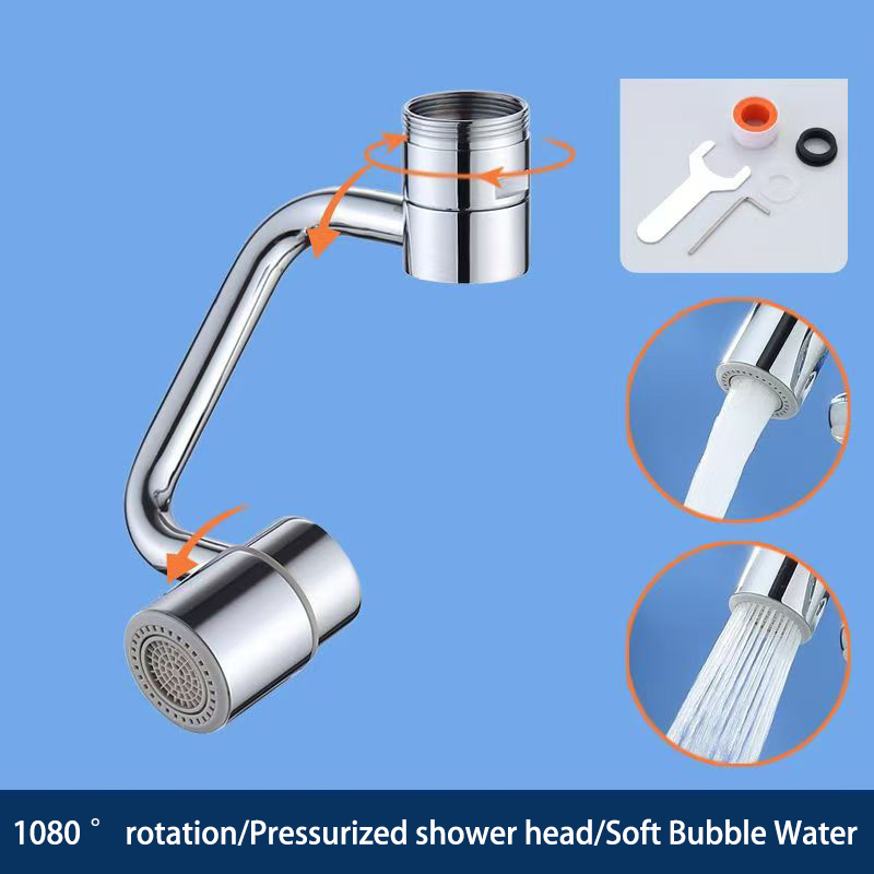 Universal Faucet Extender, Multi Functional Washbasin U Shaped Anti Splash Rotating Sink Head