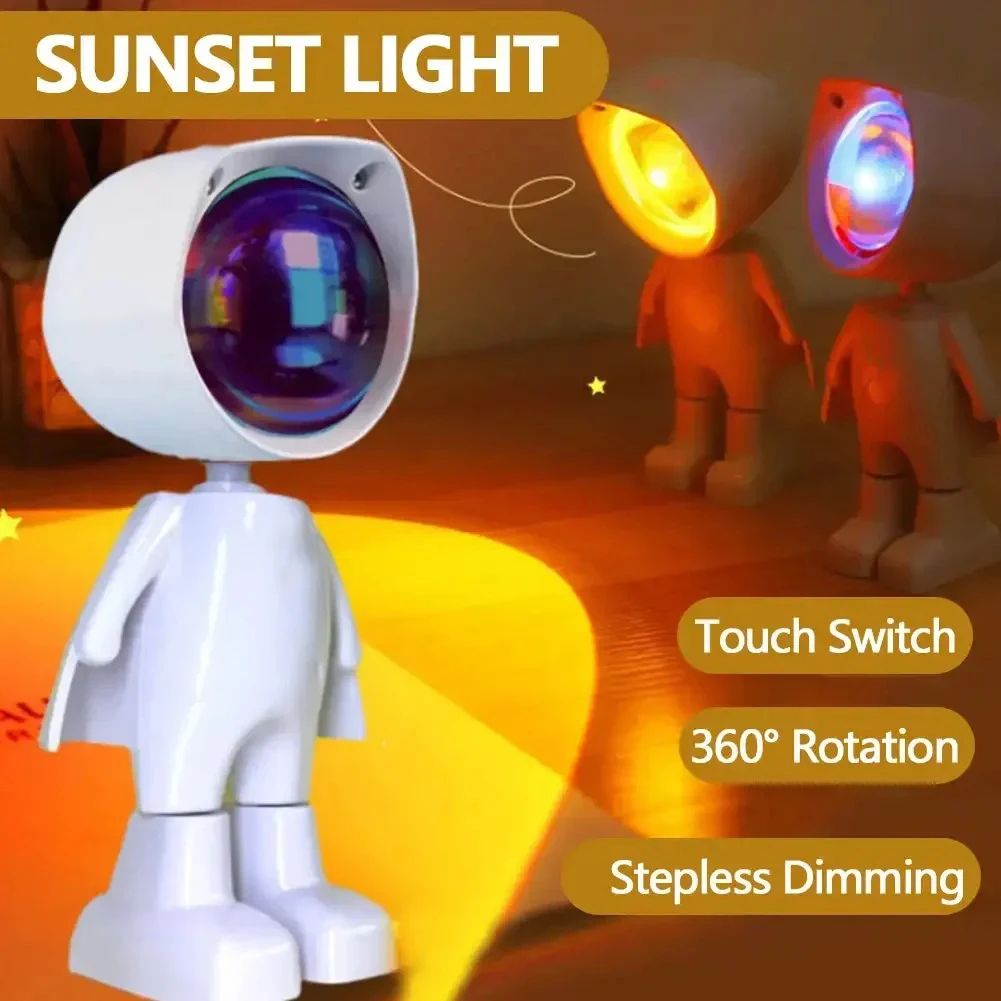 Astronaut Robot LED Sunset Projection Lamp Rechargeable Mood Light