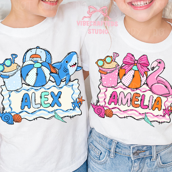 Personalized Kids Name Shirt Cute Cartoon Graphic Tee Custom Childrens T-Shirt Gift