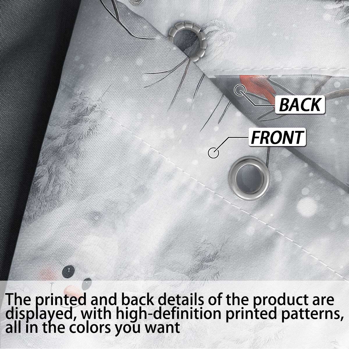 Christmas White Snowman Shower Curtain with Hooks, Waterproof Shower Partition Curtain