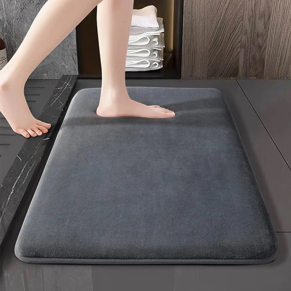 Super Absorbent Bath Mat, Anti Slip Coral Velvet Bathroom Floor Mat, Super Absorbent Floor Mat