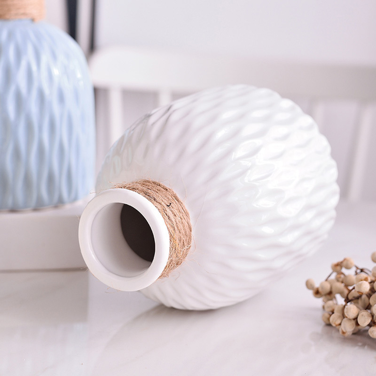 Water Ripple Plastic Vase, Modern Nordic Style Wave Flower Pot for Living Room Decoration