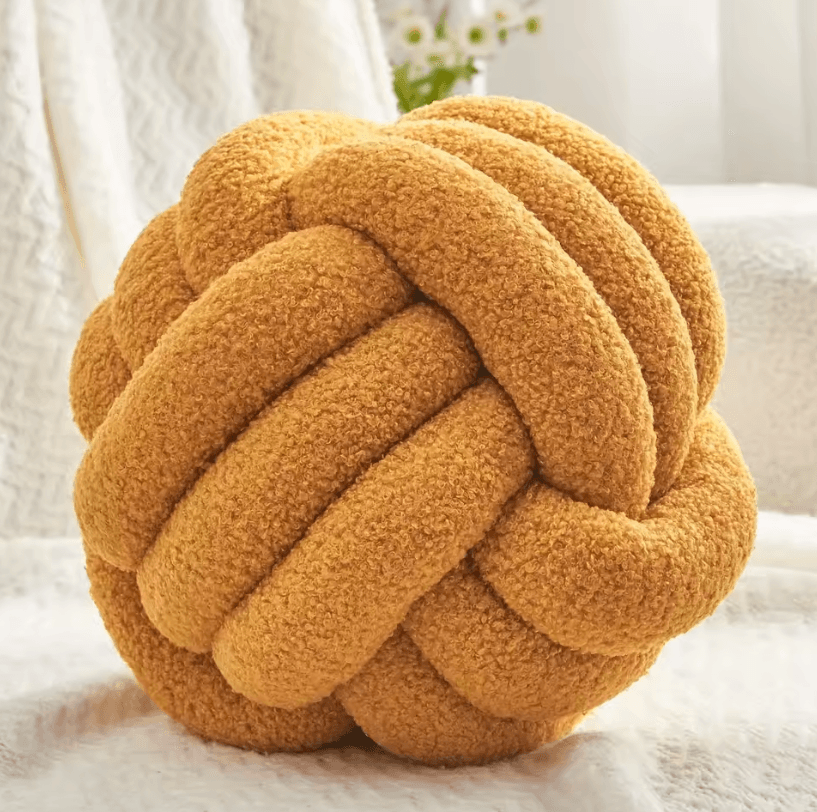 CozyKnot 9x9-Inch Round Knot Throw Pillow – Soft Plush Ball Cushion for Sofa, Bed & Home