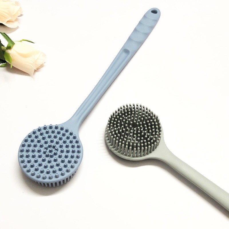 Silicone Back Scrubber Brush Long Handle Exfoliating Body Cleanser and Massager