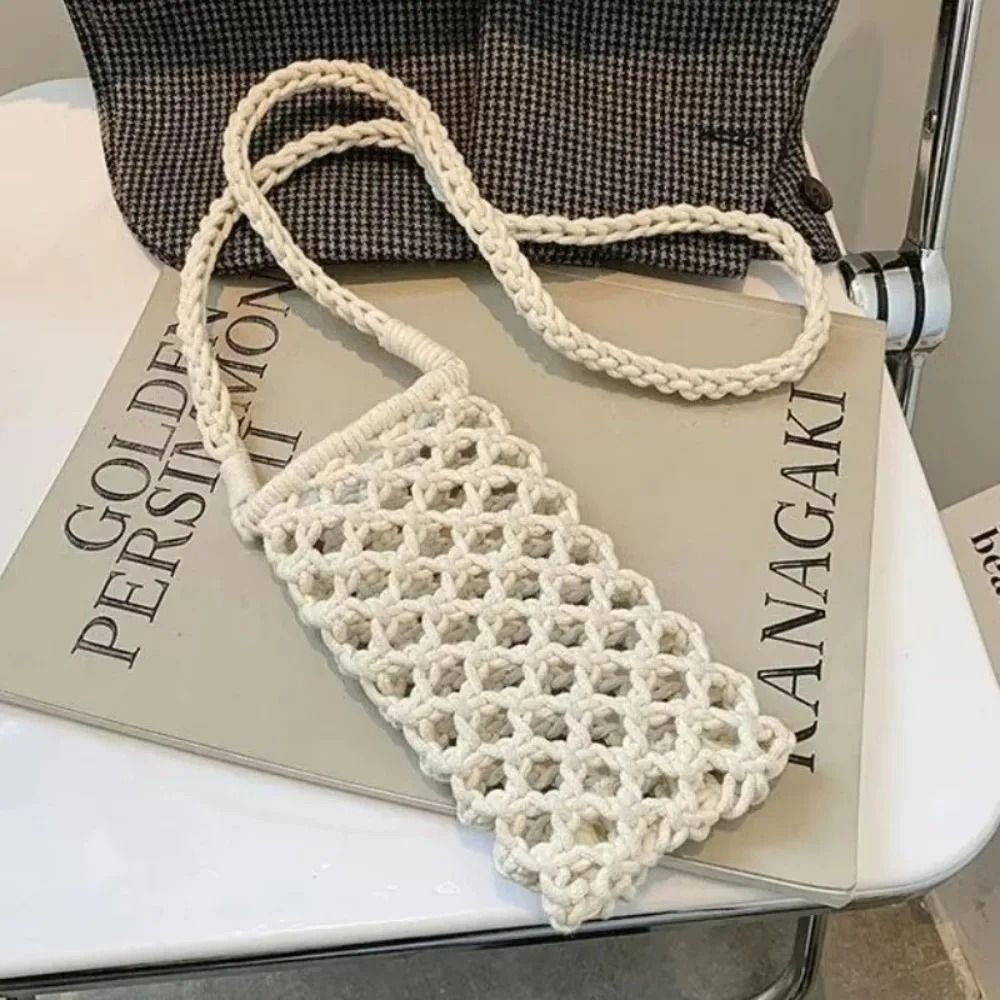Hollow Out Woven Crochet Phone Crossbody Bag