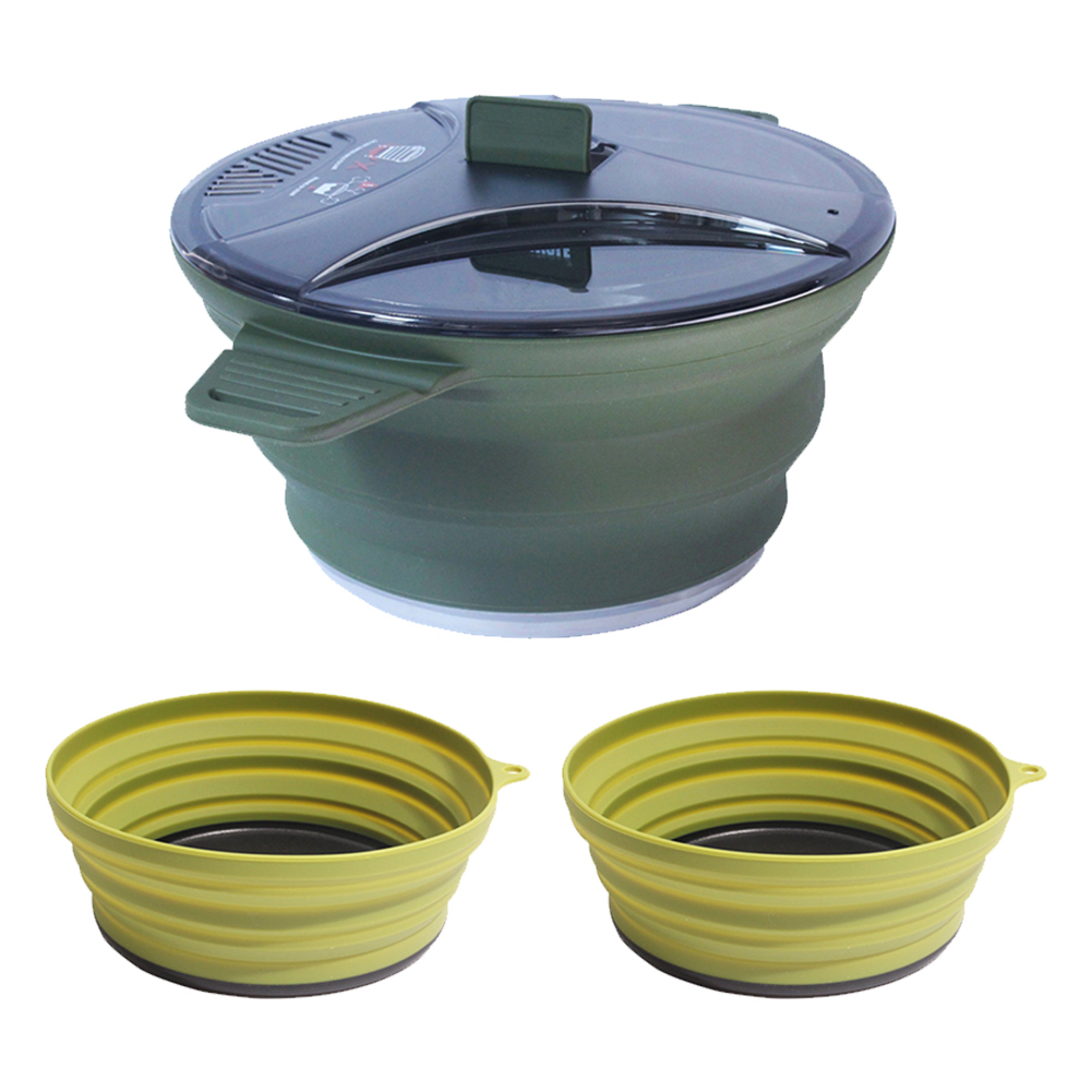 Collapsible Cookware Set with Silicone Folding Pot and Bowls for Hiking Backpacking