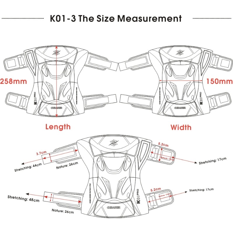 Adjustable Pro Guard Moto Shield Knee Guards, CE-Certified Impact Protection, Reflective Motocross Racing Night Use