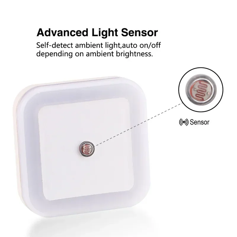 Plug Powered LED Night Light, Mini Square Night Lights for Children, Living Room Bedroom Corridor, Kid Room