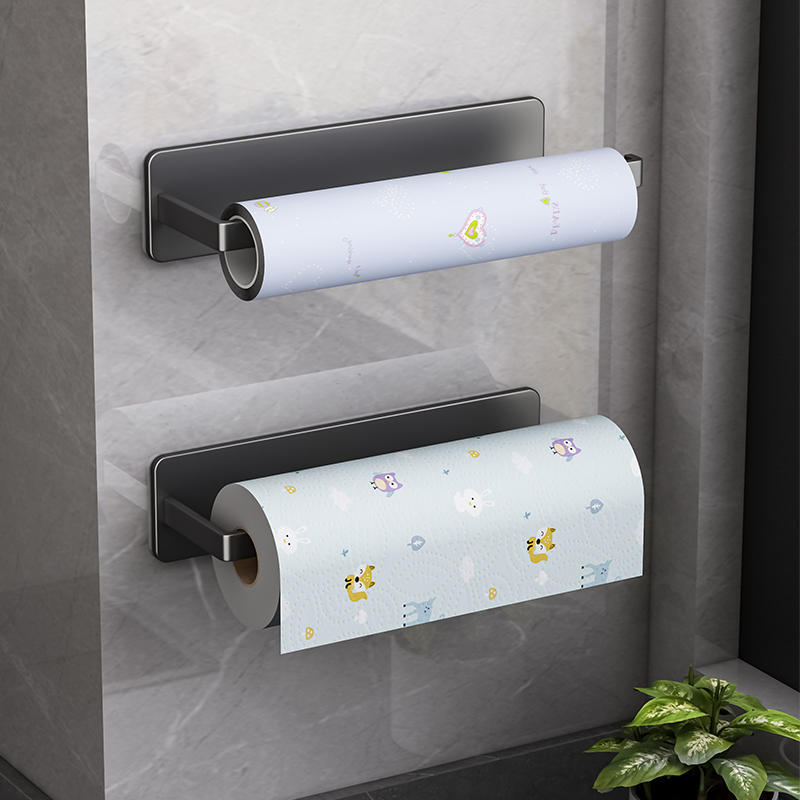 Wall Mounted Paper Towel Holder No Drill Kitchen Organizer Rack
