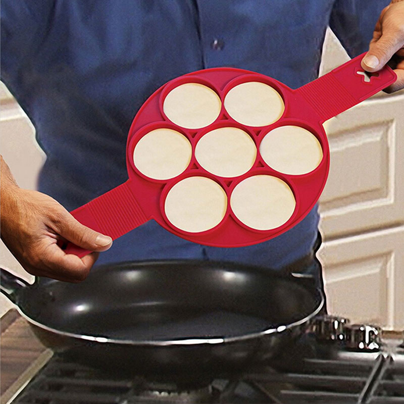 Silicone Pancake Maker, Non-stick Cake Molds, Egg Ring, Pan Flip Tool, Pastry Mat, Egg Frying Machine for Easy Breakfast