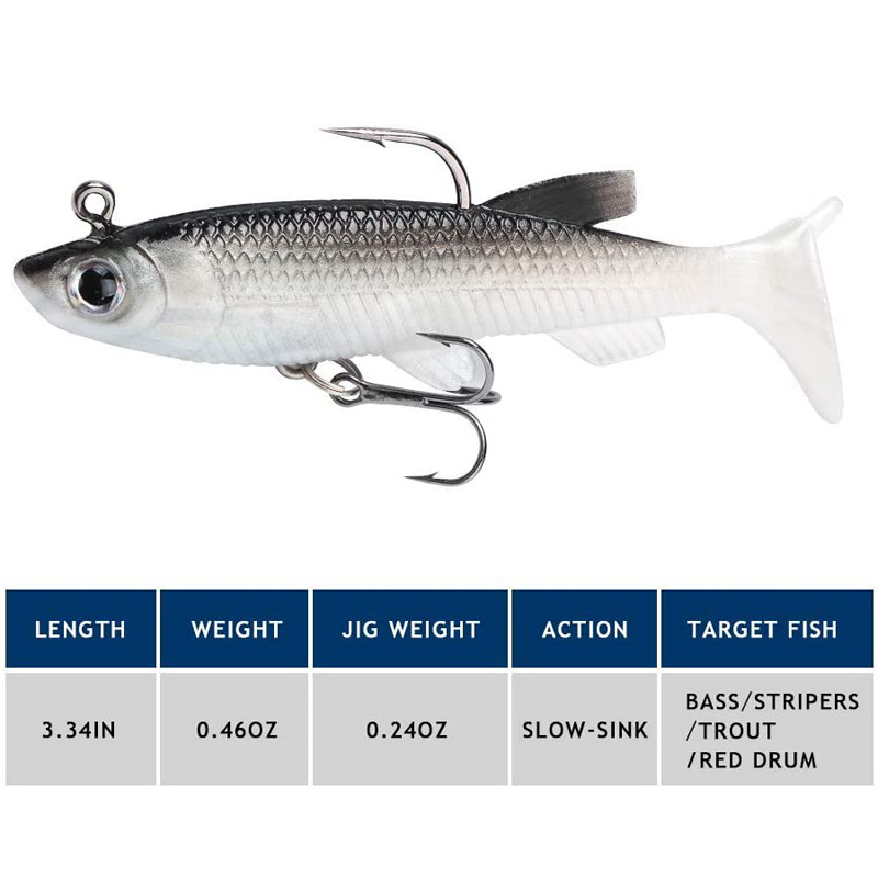 Soft Fishing Lures Kit Artificial Bait with Hooks