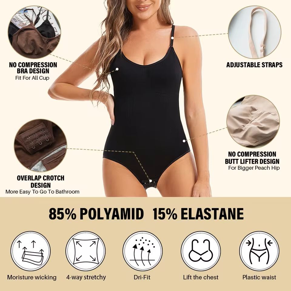 Seamless Full Body Shaper – Slimming Bodysuit with Open Crotch and Butt Lifter