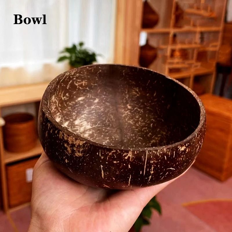 Natural Coconut Bowl Set – Handcrafted Eco-Friendly Tableware & Spoon Set