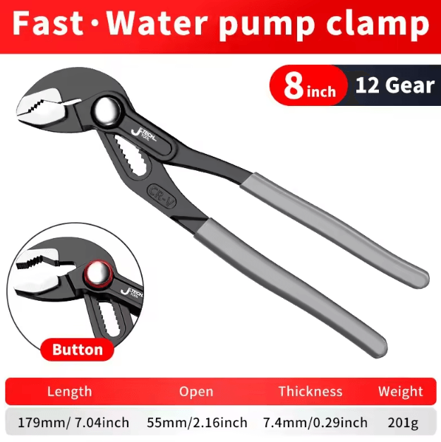 Quick-Release Water Pump Pliers Adjustable Pipe Wrench Multi-Function Plumbing Tool