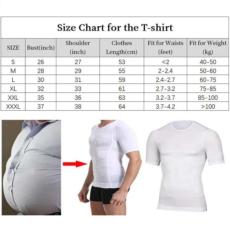 Men Slimming Compression Shirt Body Shaper Tummy Control Waist Cincher Undershirt