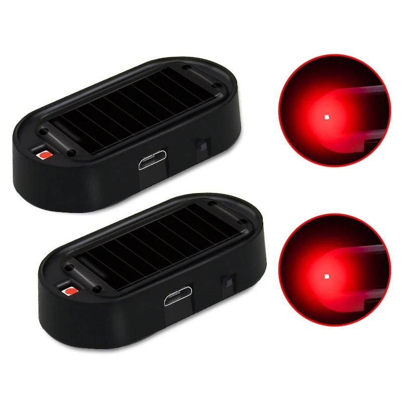 Solar Powered Dummy Car Alarm LED Security Warning Light Set