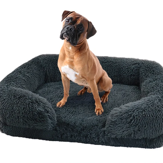 Dog Plush Pet Bed with Winter Thickened Pad and Removable Sleeping Sofa Pad
