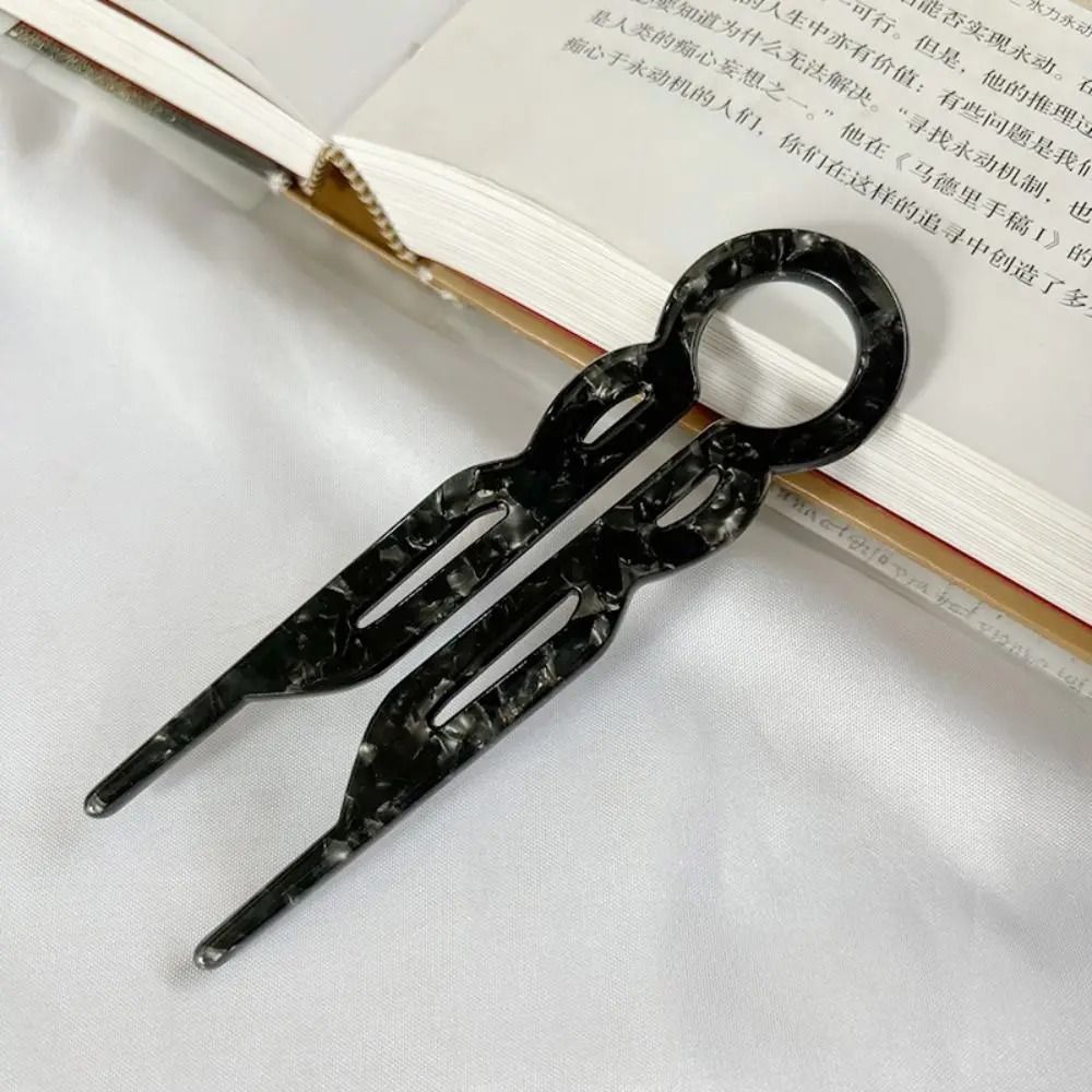U-Shaped Acetate Hair Stick and Professional Bun Clip