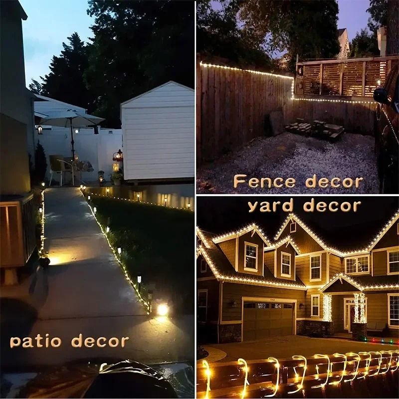 Solar LED Rope String Lights Waterproof Tube for Outdoor Garden Lighting